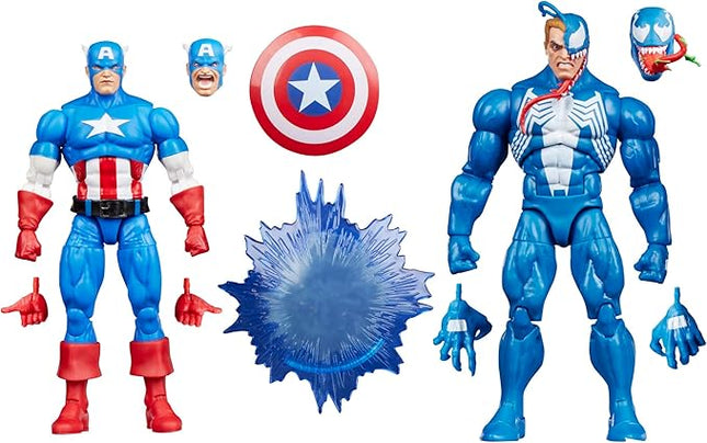 Marvel Legends Series Gamerverse Captain America vs Venom, Retro Video Game-Inspired Collectible 6-Inch Action Figures