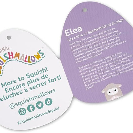 Squishmallows Original 12-Inch Elea Grey Lamb with Pink Floral Belly - Official Jazwares Plush