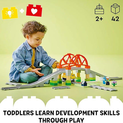 LEGO DUPLO Town Train Bridge and Tracks Expansion Set - 10 Extra Pieces of Train Tracks - Preschool and Toddler Train Set, Ages 2+ - Building Toy for Boys and Girls - 10426