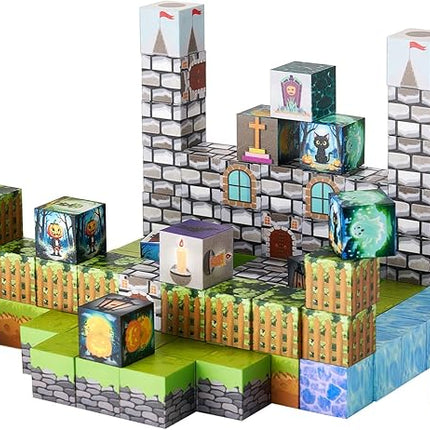 VEVOR Magnetic Blocks, 100 PCS Cemetery Zombies Set, Magnetic Building Cubes for Kids, STEM Montessori Sensory Toys for Christmas Birthday Gift, Construction Stacking Toy for 3+ Years Old Boys & Girls