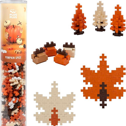 PLUS PLUS 240 Piece Interlocking Building Blocks for Kids, Open Ended Connecting Toys, STEM Bin Classroom Mini Manipulatives - Pumpkin Spice Mix Play Tube