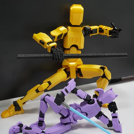 T13 Action Figure Assembly Completed,Large 11.8-inch 3D Printed T13 Action Figure, Titan 13 Action Figure Dummy 13 Action Figure Lucky 13 Action Figure 3D Printed Multi-Jointed Movable (Golden Giant)