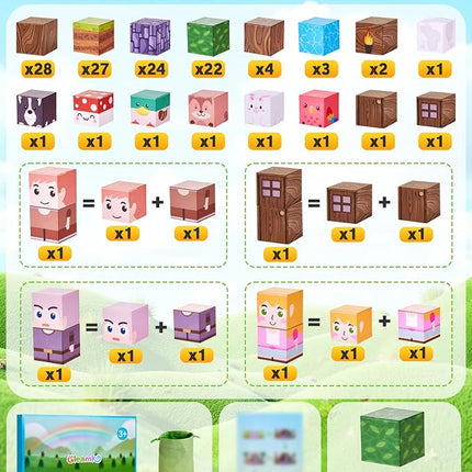 126PCS Magnetic Building Blocks: Forest Castle Magnetic Blocks Building Toys, Toddler Magnet Toys STEM Building Game Sensory Gift for Kids Ages 3 4 5 6 7 8 9+ Boys Girls Birthday Gifts