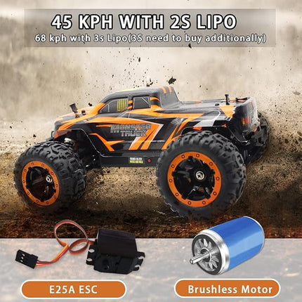 1:16 4X4 RTR Brushless Fast RC Cars for Adults, Max 42mph Hobby Electric Off-Road Racing Buggy, 4WD Offroad Remote Control Car with 2 Li-Po Batteries, Monster RC Truck for Boys