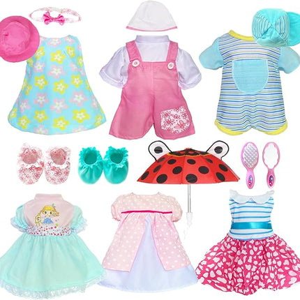 12 Pcs Set Handmade Baby Doll Clothes Dress Outfits Costumes for 12 13 14 15 inch Doll，Doll Hat Umbrella Mirror Comb Girl Christmas Birthday Gift for Little Girl