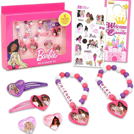 Barbie BFF Accessories - Bundle with 6 Piece Best Friends Accessory Set with Clips, Bracelets, Rings and Stickers | Barbie Jewelry Pack for Girls