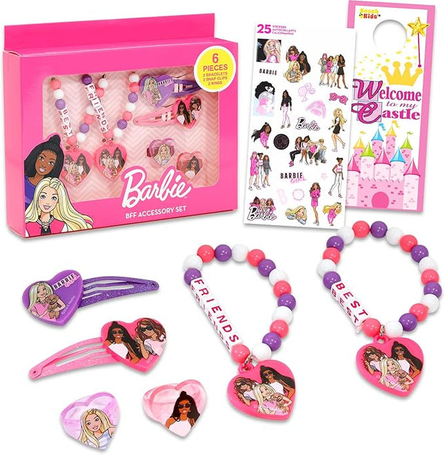 Barbie BFF Accessories - Bundle with 6 Piece Best Friends Accessory Set with Clips, Bracelets, Rings and Stickers | Barbie Jewelry Pack for Girls