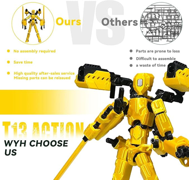 (Assembly Completed) 8 inch T13 Action Figure Set,T 13 Action Figure Multi-Articular Mobile Robot Nova T-13,Desktop Decorations for Game Lovers Toys (Blue)