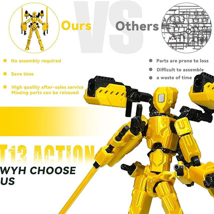 (Assembly Completed) 8 inch T13 Action Figure Set,T 13 Action Figure Multi-Articular Mobile Robot Nova T-13,Desktop Decorations for Game Lovers Toys (Red)