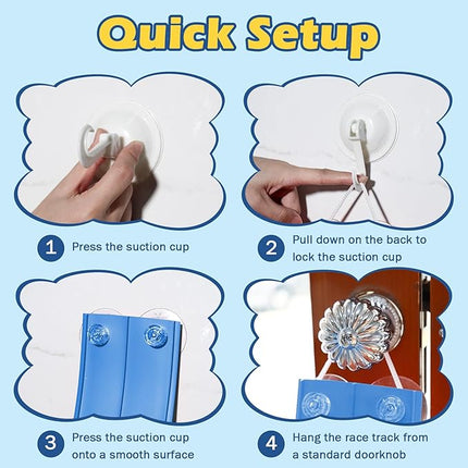 Flex Tracks 15 Ft Starter Set Flexible Race Track for Kids 3+, Race Car Ramp Track Compatible with Hot Wheels and Diecast 1/64th Cars, Portable Rolls Up Race Tracks with Strong Suction Cups