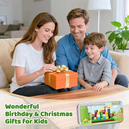 Mini Magnetic Blocks, 35PCS Travel Magnetic Building Cubes with Metal Storage Box, Portable Magnetic Toys Set for Boys & Girls 3-5, Birthday