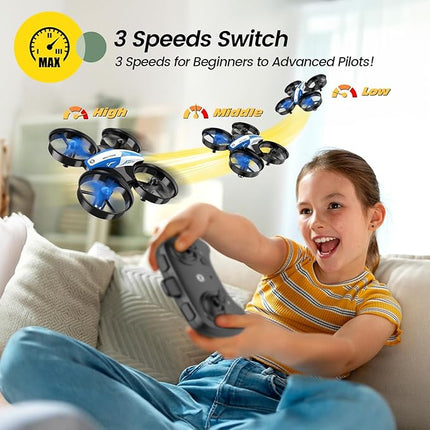 Holy Stone Mini Drone for Kids and Beginners RC Nano Quadcopter Indoor Small Helicopter Plane with Auto Hovering, 3D Flips, Headless Mode and 3 Batteries, Great Gift Toy for Boys and Girls, HS210 Blue