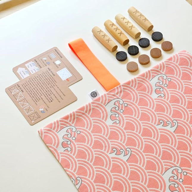 Giftable YUTNORI(Portable Board Game), Traditional Korean Party Game (with Unique Dice), Korean Folk Game YUNNORI, 2~4Teams, 15min, Strategy & Luck, Fast Pace, 6+yr, Mini Board Game