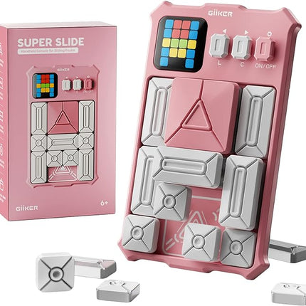 GiiKER Super Slide Puzzle Games, Original 500+ Challenges Brain Teaser Puzzle, Toys for Kids, Travel Games Birthday Gifts Easter Basket Stuffers for Boys Girls, Activities for Road Trips-Baby Pink