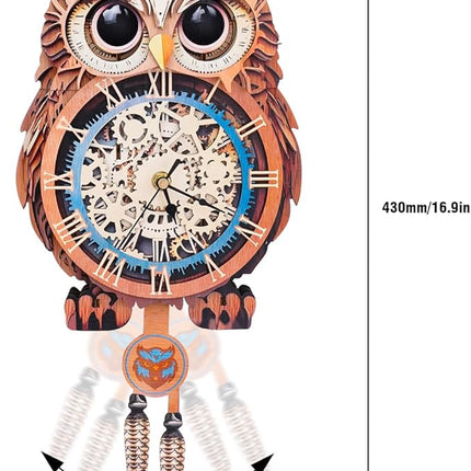 3D Wooden Puzzles for Adults Owl Clock - Model Building Kit ‌‌Clock Puzzle Creative Craft Gift Home Deco for DIY Enthusiasts, Brain Teaser Building Set Birthday Gifts