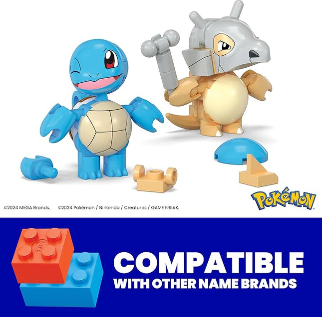 MEGA Pokémon Building Toys Set Squirtle & Cubone with 45 Pieces, 2 Poseable Characters and Poké Ball, 2 Inches Tall, for Kids