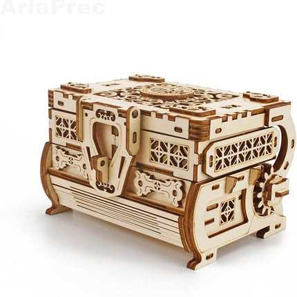 3D Wooden Mechanical Jewellery Box Puzzle - Antique Treasure Box with Exquisite Floral Carvings & Unique Mechanisms - DIY Decorative Gift for Puzzle Lovers