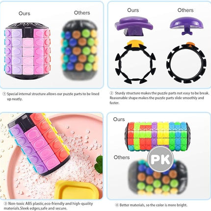 R.Y.TOYS Rotate and Slide Puzzle-Design Patent,Fidget Toys(Restore Order/Create Patterns)8 Colors,20 Layers-Detach Piece for Quick Play,Brain Teaser,Sensory Toys,Birthday Gifts,Easter Basket Stuffers
