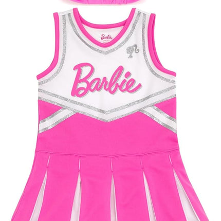 Barbie Girls Cheerleader Dress and Bow Outfit Set Toddler to Big Kid Sizes (2T - 14-16)