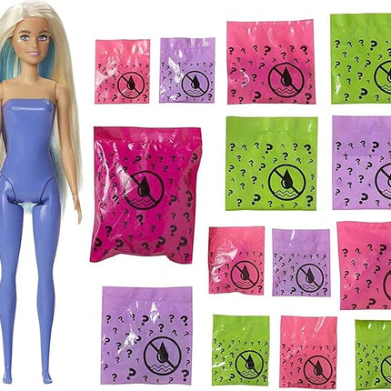 Barbie Color Reveal Peel Doll Set with 25 Surprises Including Blue Peel-able Doll & Pet & 16 Mystery Bags with Clothes & Accessories for 2 Fairy-Inspired Looks; 4 Color-Change Features; for Kids 3Y+