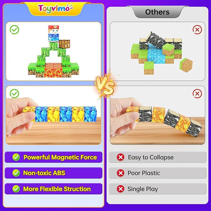 Magnetic Blocks 100PCS Kids Toys Magnetic Building Blocks Sensory Stem Boys Toys Ages 3-5 4-6 5-7 Classroom Must Haves 3 4 5 6 7 8 9 10 Year Old Boy Birthday Gifts