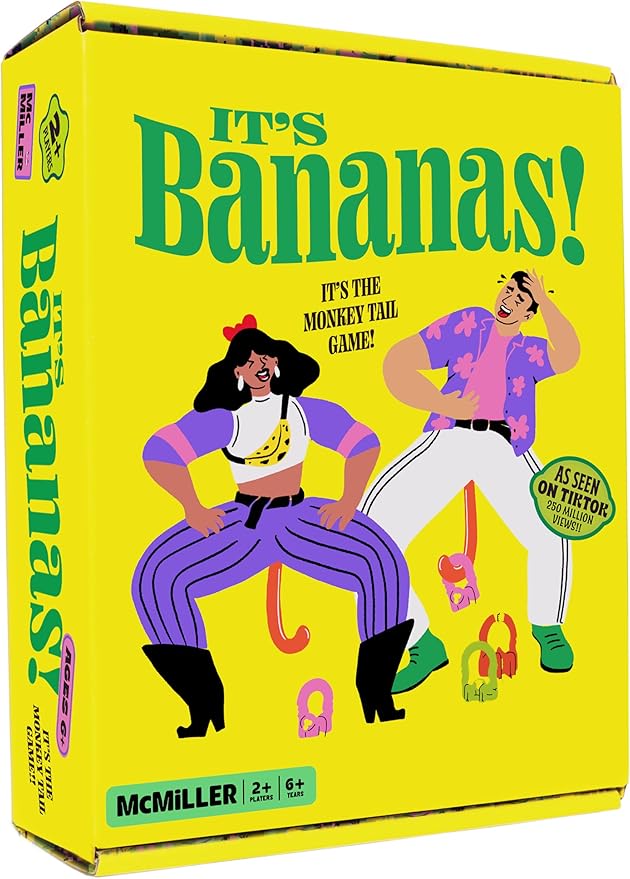 MCMILLER ENTERTAINMENT It’s Bananas! The Monkey Tail Game – Funny Family & Party Game for Kids & Adults | Hilarious Gift for Birthday, Christmas, Bachelorette, Thanksgiving, White Elephant