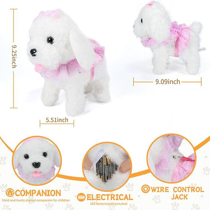 Remote Control Robot Dog, Electronic Plush Puppy Dog Toy, Interactive Toys, Walks, Barks, Shake Tail, Stuffed Animal Gift for Girl and Boy Age 3-6 Year Old (White)