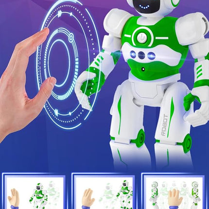 Robot Toys for Kids,Programmable Remote Control Smart Walking Dancing Robot Toy with Gesture & Sensing for Age 4 5 6 7 8 9 10 Year Old Boys for Birthday Present,Green