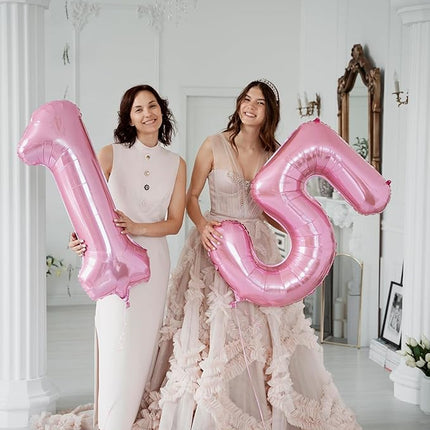 Smlpuame Pastel Pink 1 Balloons, 40 Inch Large Light Pink Foil Number Balloons 0-10, Self-Sealing 1st Birthday Balloon for Girls Women Anniversary Baby Shower Princess Party Decorations Supplies