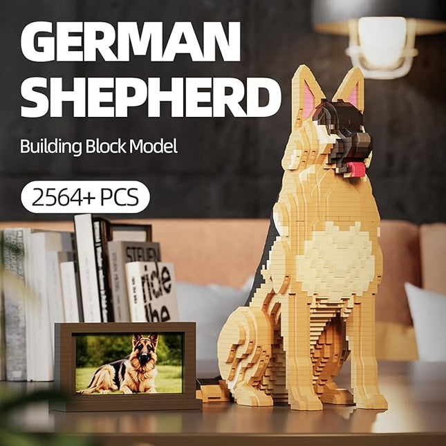 Animal Dog Adorable Pet German Shepherd Building Block Set - Secret Small Storage Box Inside! Ideal Toy for Dog Lovers, Kids & Adults