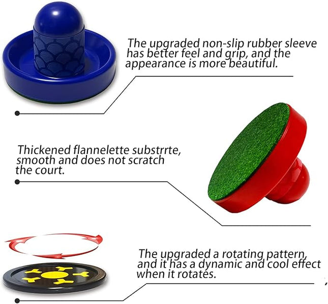 Air Hockey Pushers and Air Hockey Pucks, Non-Slip Strikers and Dynamic Pucks for Air Hockey Table Game for Adults and Kids,Replacement Accessories for Game Tables
