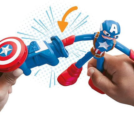 Play-Doh Marvel Captain America Stamping Shield with Bendy Action Figure, Imagination Toys for 4 Year Old Boys and Girls and Up