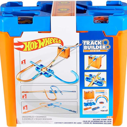 Hot Wheels Toy Car Track Builder Playset, Deluxe Stunt Box with 25 Component Parts & 1:64 Scale Vehicle (Amazon Exclusive)