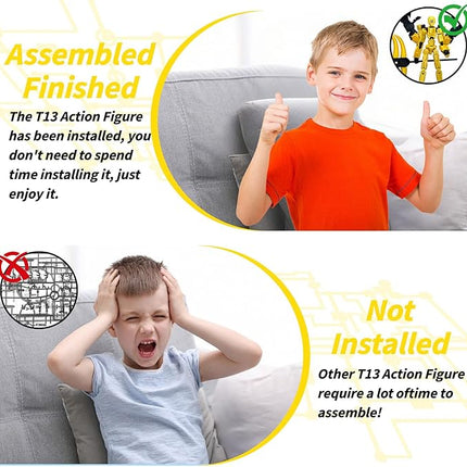 8Inch T13 Action Figure Assembly Completed,3D Printed Multi-Jointed Movable Toy Nova 13 Action Figures Desktop Decorations for Game Lovers Toy (Yellow)