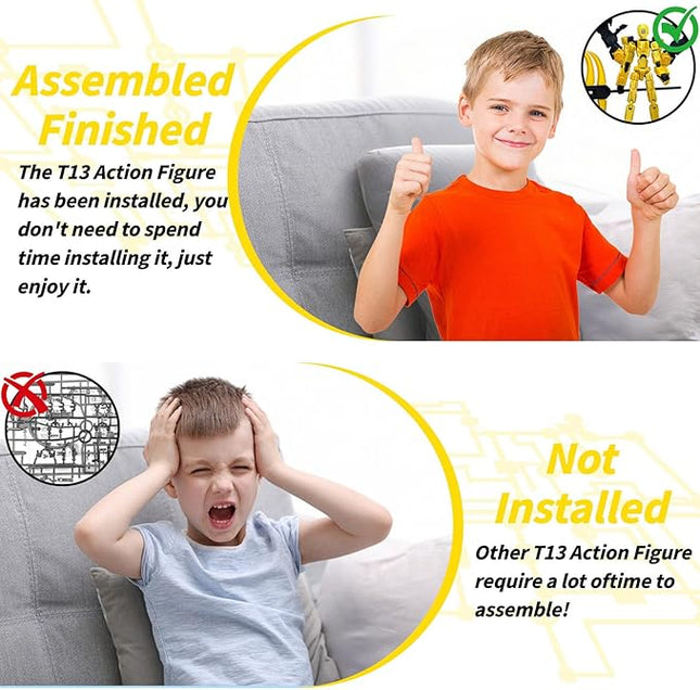 8Inch T13 Action Figure Assembly Completed,3D Printed Multi-Jointed Movable Toy Nova 13 Action Figures Desktop Decorations for Game Lovers Toy (Yellow)