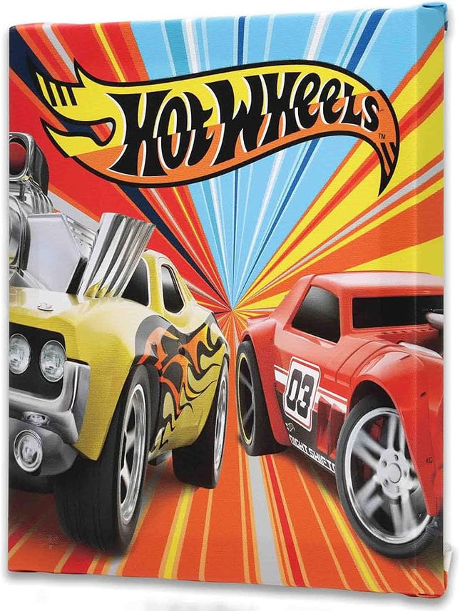 Mattel Hot Wheels Color Burst Gallery Wrapped Canvas Wall Decor - Fun Hot Wheels Picture for Kids' Bedroom or Play Room