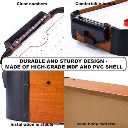 Air Hockey Game Table Air Hockey Table for Kids Tabletop Games 20 Inch Tabletop Air Hockey Table with 2 Pucks and 2 Pushers, Tabletop Air Hockey Game with Powerful Fan for Kids Game Room, Living Room