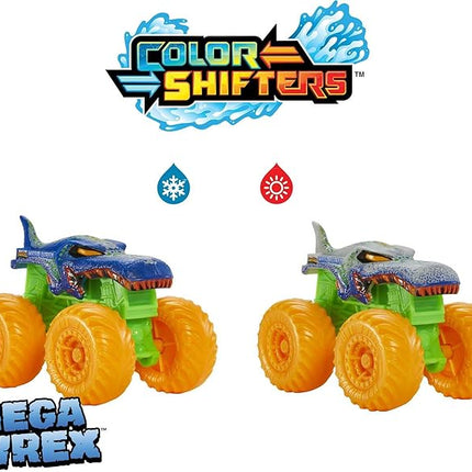 Hot Wheels Monster Trucks Color Reveal 2-Pack & Clip-On Water Tank, 2 Toy Trucks with Surprise Color Change (Styles May Vary)