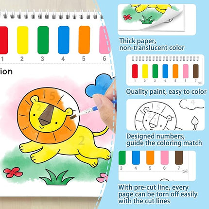 Paint with Water Coloring Books for Toddlers,Animal Theme Mess Free Watercolor Painting Papers for Kids Water Color Paint Kit Art Craft Gift for Ages 1-3, 4-8