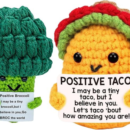 Mom Sister Gifts for Mothers Day Friends Birthday Gift for Women Men, Mini Positive Taco Emotional Inspirational Support Handmade Knitted Crochet Animals Christmas Stocking Idea Cute Desk Decor