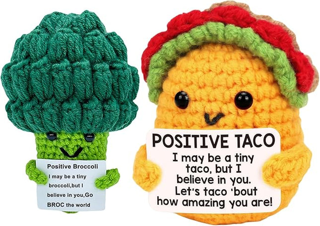 Mom Sister Gifts for Mothers Day Friends Birthday Gift for Women Men, Mini Positive Taco Emotional Inspirational Support Handmade Knitted Crochet Animals Christmas Stocking Idea Cute Desk Decor