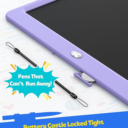 TEKFUN LCD Writing Tablet Doodle Board, 12inch Colorful Drawing Travel Essentials, Toddler Toys for 3 4 5 6 7 8 Year Old Girls Boys (Purple)