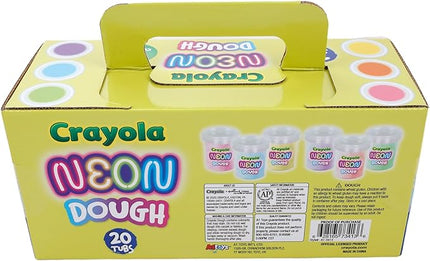 Crayola Neon Dough 20-Pack, 3oz Each - Halloween Party Favors, Classroom Party Favors, Halloween Toys; Non-Toxic, Allergen-Friendly Special Effects Dough with Easy-Carry Handle