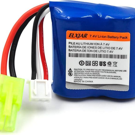(4-Pack) 7.4V 600mAh Li-ion Battery with Mini Tamiya Plug Replacement for H102 H106 H108 H110 H112 H122 DEERC H121 TX121 RC Boats 2022 Version