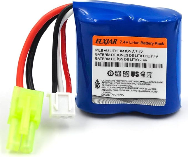 (4-Pack) 7.4V 600mAh Li-ion Battery with Mini Tamiya Plug Replacement for H102 H106 H108 H110 H112 H122 DEERC H121 TX121 RC Boats 2022 Version
