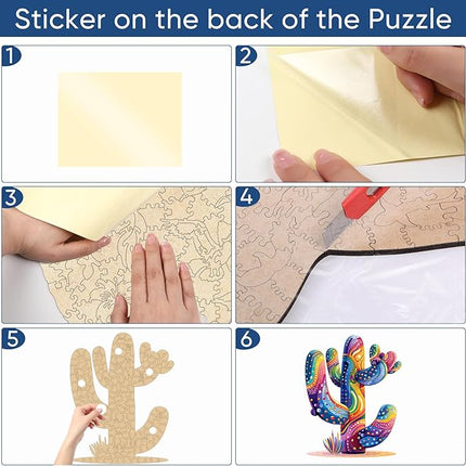 delobil Colorful Cactus Wooden Puzzles, 300 Pieces Jigsaw Puzzles 12.2'' x15.4'', Unique Design Liberty Wooden Puzzles for Adults and Kids, Family Game Gift Royal Size