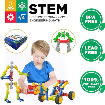 Kids Building Kit STEM Toys, 110 Pcs Educational Construction Engineering Building Blocks DIY Learning Set for Ages 3-10 Year Old Boys Girls, Best Gift for Children Creative Games Fun Play