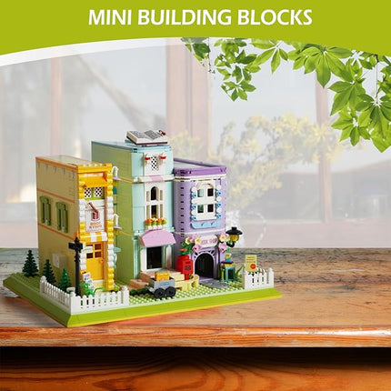 Mini Cafe-Bookshop Building-Blocks Set- City Town Coffee Bookstore House Modular Building Book Nook Model Construction Building Blocks Bookend Collection Set 1699 PCS for Adults
