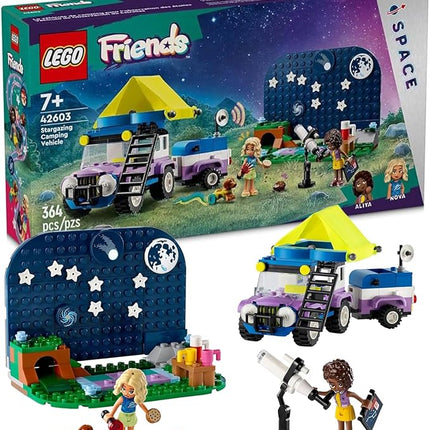 LEGO Friends Stargazing Camping Vehicle Adventure Toy, Includes 2 Mini-Dolls, Camping Trailer, Telescope Toy, and a Dog Figure, Science Toy Gift Idea for Girls, Boys and Kids Ages 7 and Up, 42603