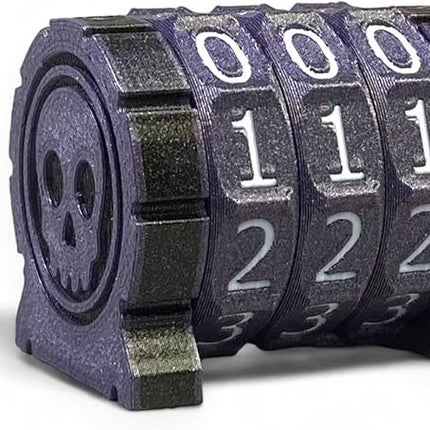 Life Counter Health Tracker for Board Games, TTRPGs, and Card Games with Skull Symbol, Compatible with MTG, 3 Purple Wheels with White Numbers